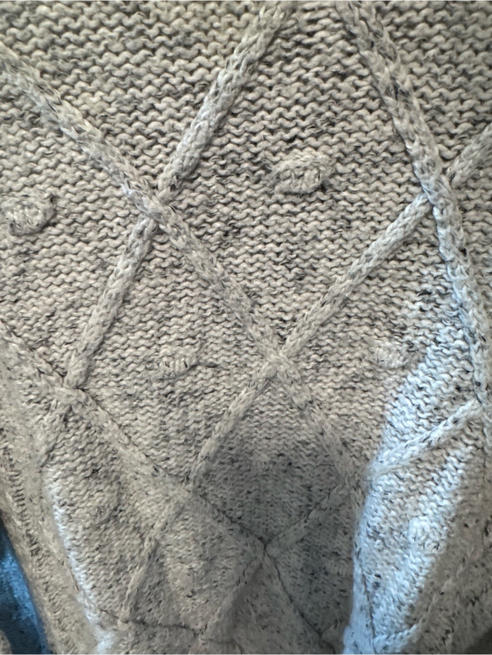 Time and Tru Light Gray Cable Diamond Knit Sweater